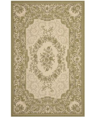 Courtyard CY7208 Cream and Green 5'3" x 7'7" Sisal Weave Outdoor Area Rug