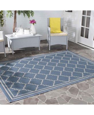 Courtyard CY6889 Blue and Beige 5'3" x 7'7" Sisal Weave Outdoor Area Rug
