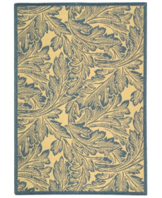 Courtyard CY2996 Natural and Blue 5'3" x 7'7" Outdoor Area Rug