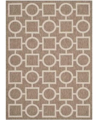 Courtyard CY6925 Brown and Bone 5'3" x 7'7" Sisal Weave Outdoor Area Rug