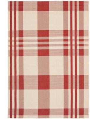Courtyard CY6201 Red and Bone 5'3" x 7'7" Sisal Weave Outdoor Area Rug