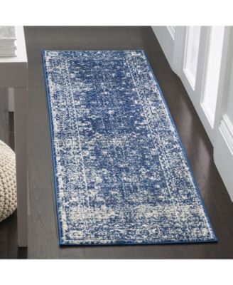 Evoke Navy and Ivory 2'2" x 9' Runner Area Rug