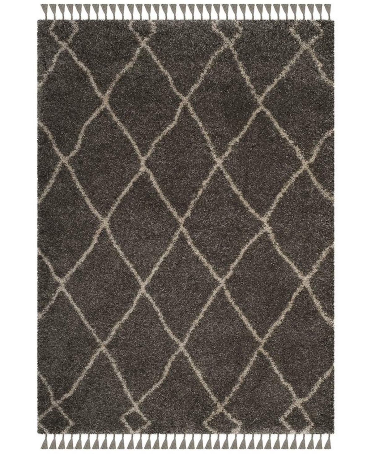 Safavieh Moroccan Fringe Shag 6'7in X 6'7in Square Area Rug - Grey/Cream