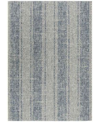 Courtyard CY8736 Light Gray and Blue 5'3" x 7'7" Sisal Weave Outdoor Area Rug