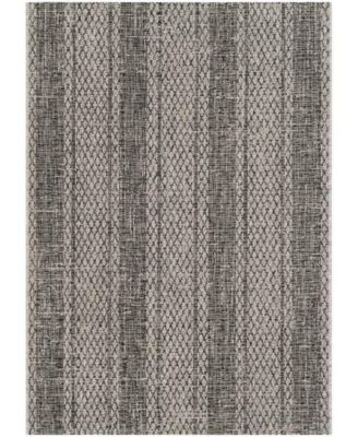 Courtyard CY8736 Light Gray and Black 5'3" x 7'7" Sisal Weave Outdoor Area Rug