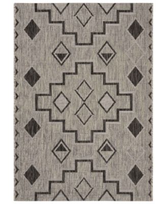 Courtyard CY8533 Gray and Black 5'3" x 7'7" Outdoor Area Rug