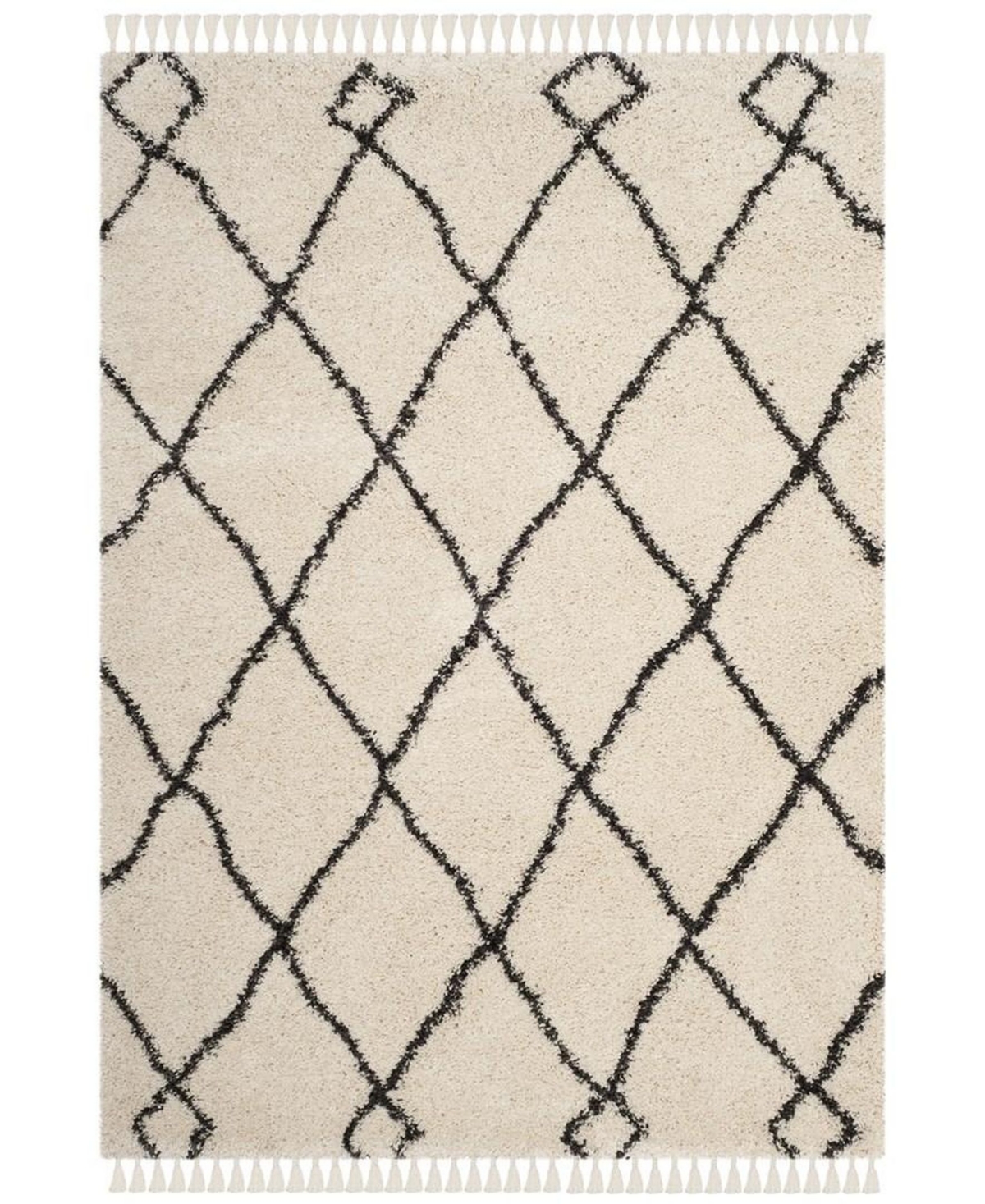 Safavieh Moroccan Fringe Shag Cream and Charcoal 10' X 14' Area Rug - Cream