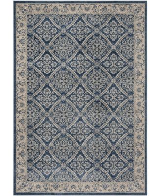 Brentwood BNT863 Navy and Creme 5'3" x 7'6" Area Rug