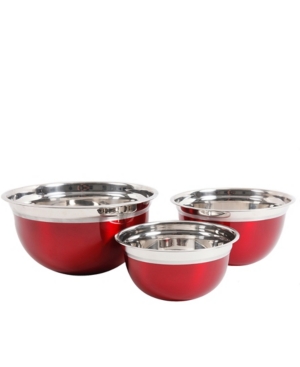 Oster Rosamond 3 Piece Round Mixing Bowl In Red