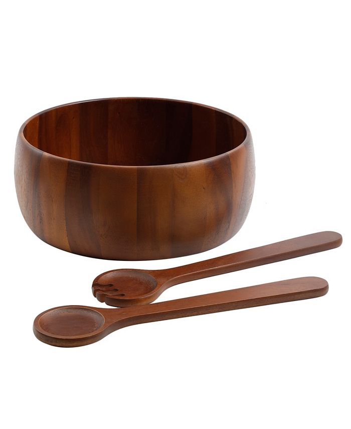 Laurie Gates Chestnut 3 Piece Salad Bowl with Servers Set Macy's