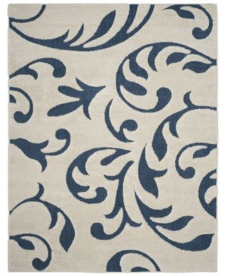 Florida Shag SG468 Cream and Blue 8' x 10' Area Rug