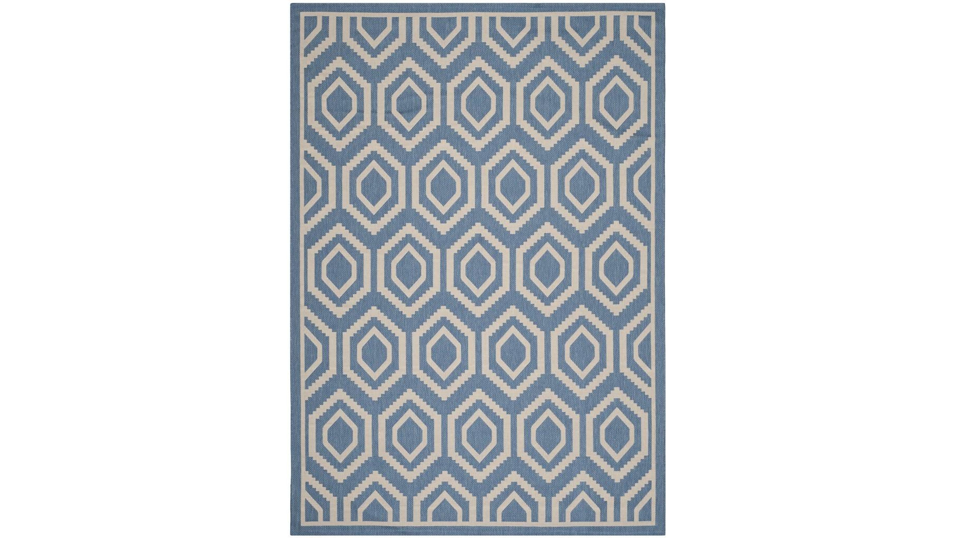 Safavieh Courtyard MSR1125 Blue and Beige 5'3" x 7'7" Outdoor Area Rug