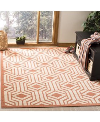 Courtyard CY6113 Beige and Terracotta 5'3" x 7'7" Sisal Weave Outdoor Area Rug