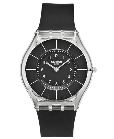 Swatch Watch, Unisex Swiss Black Classiness Black Silicone Strap 34mm SFK361
