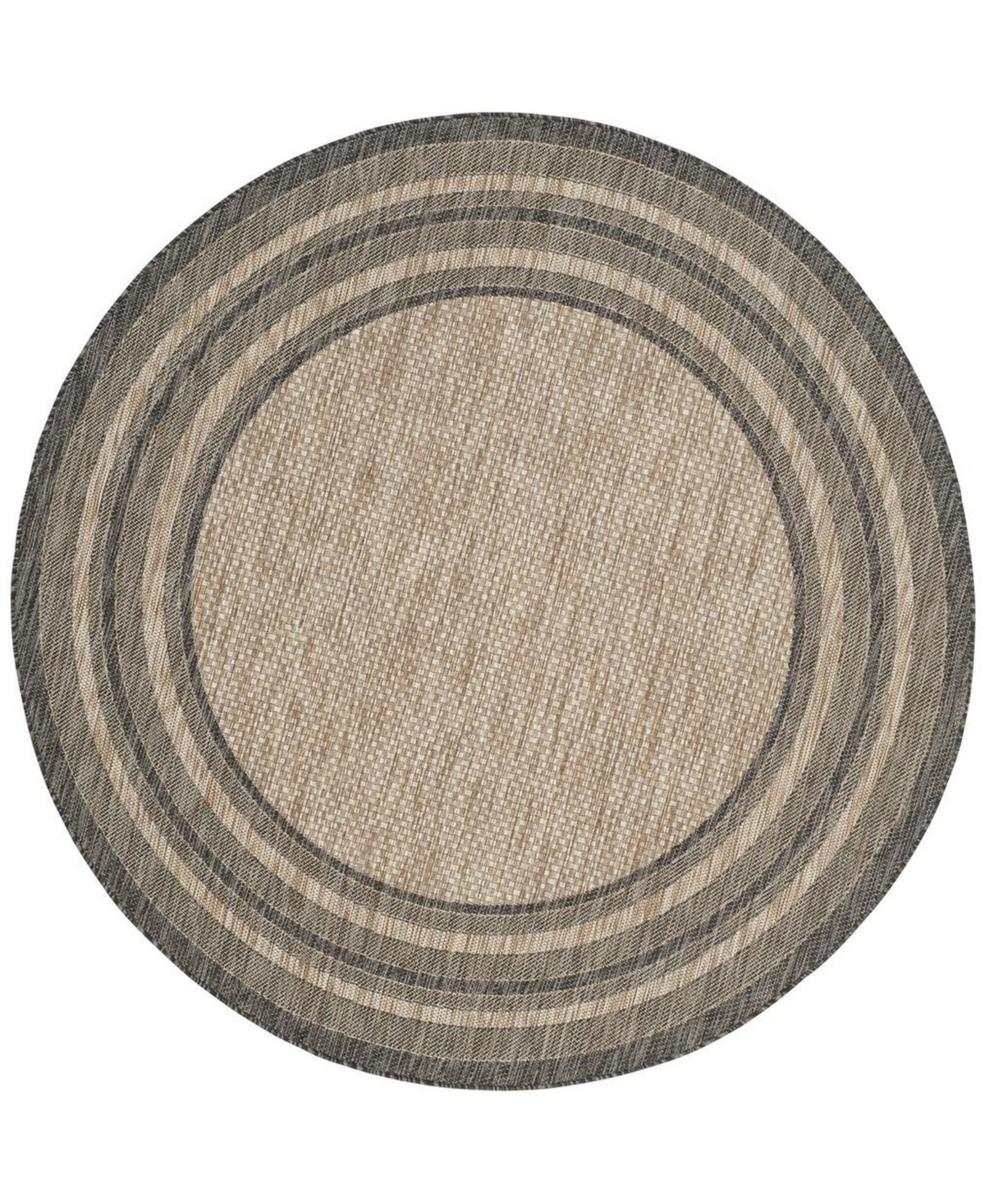 Safavieh Courtyard Cy8475 Natural And Black 6'7" X 6'7" Round Outdoor Area Rug