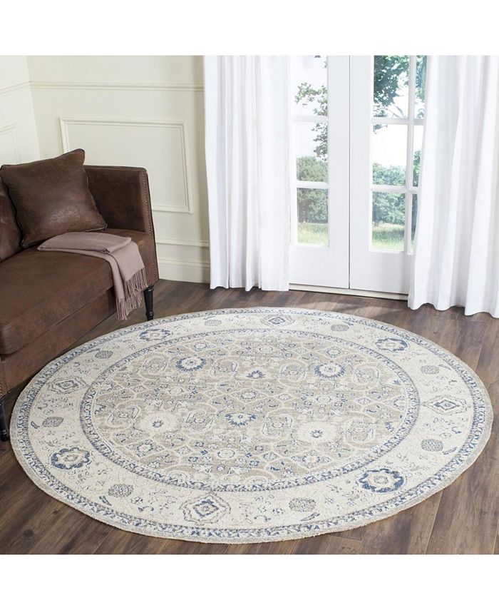 Safavieh Patina Taupe and Ivory 6'7" x 6'7" Round Area Rug Macy's