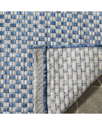 Courtyard CY8653 Blue and Light Gray 5'3" x 7'7" Sisal Weave Outdoor Area Rug