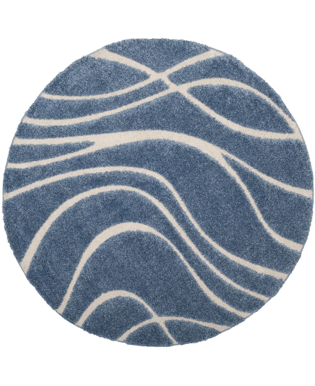 Safavieh Shag 6'7in x 6'7in Round Area Rug - Light Blue/Cream