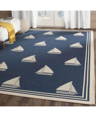 Courtyard CY7422 Navy and Beige 8' x 11' Sisal Weave Outdoor Area Rug