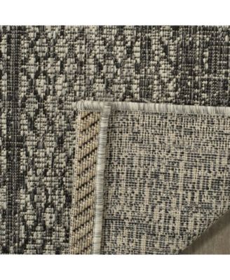 Courtyard CY8736 Light Gray and Black 5'3" x 7'7" Sisal Weave Outdoor Area Rug