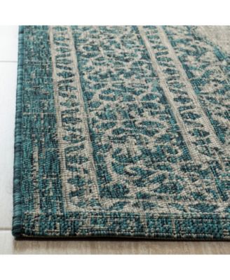 Courtyard CY8751 Light Gray and Teal 5'3" x 7'7" Sisal Weave Outdoor Area Rug