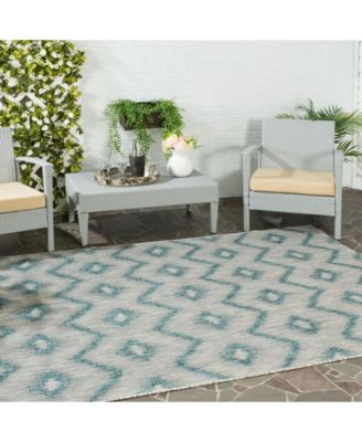 Courtyard CY8463 Gray and Blue 5'3" x 7'7" Outdoor Area Rug