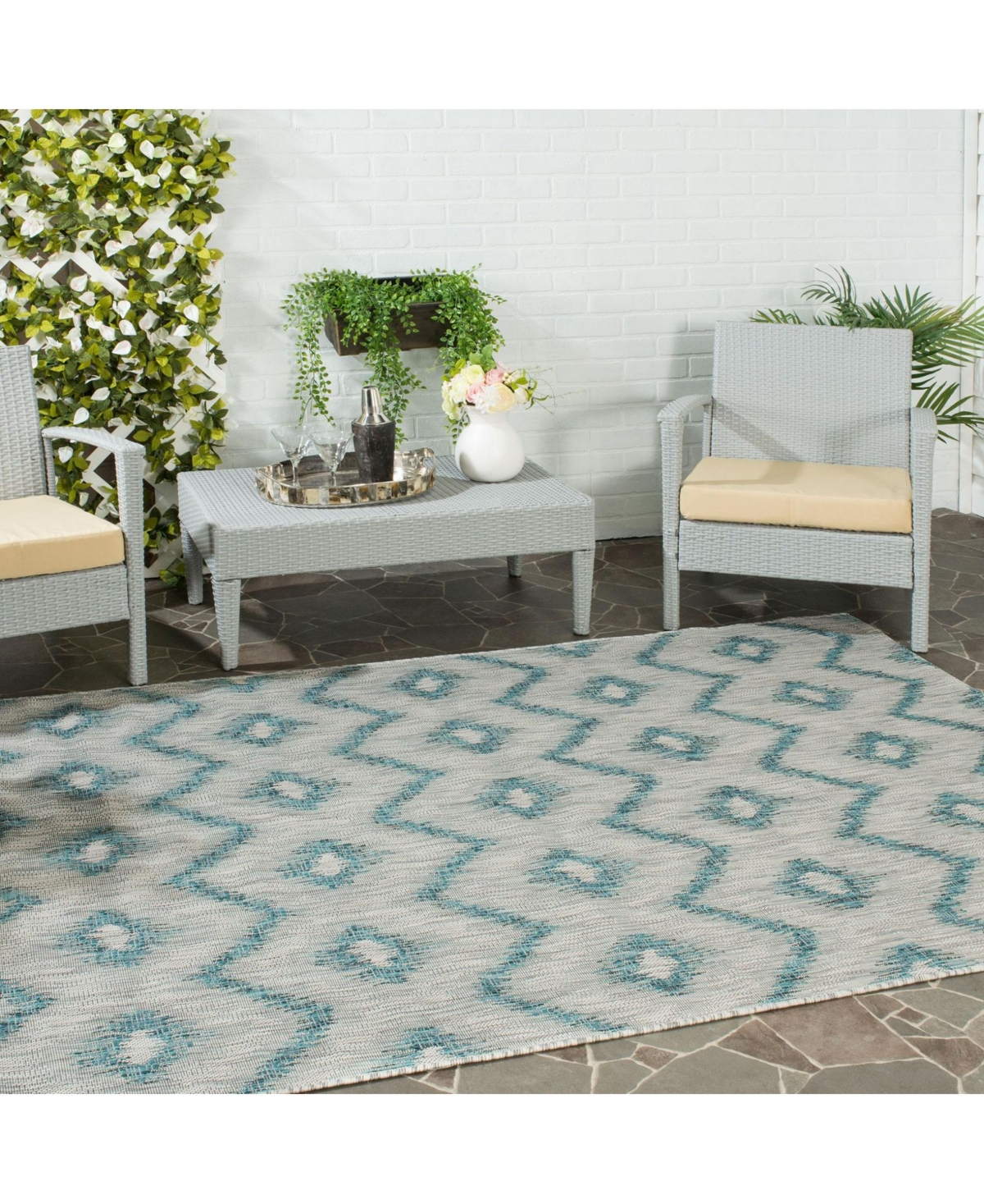 Safavieh Courtyard CY8463 Gray and Blue 5'3