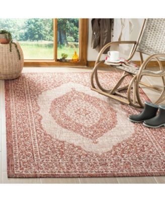 Courtyard CY8751 Light Beige and Terracotta 5'3" x 7'7" Sisal Weave Outdoor Area Rug