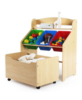 Humble Bee Kids 3-Tier Storage Organizer with Rolling Toy Box