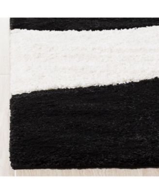 Florida Shag SG474 Black and Ivory 5'3" x 7'6" Area Rug