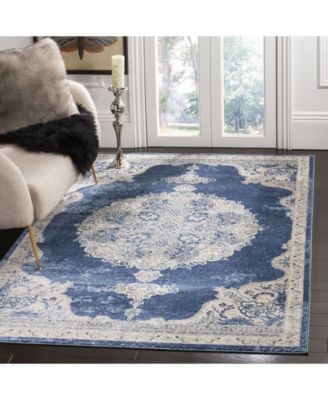 Brentwood BNT867 Navy and Light Gray 5'3" x 7'6" Area Rug