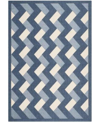 Courtyard CY7430 Navy and Beige 5'3" x 7'7" Sisal Weave Outdoor Area Rug