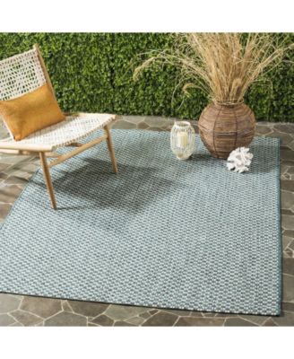 Courtyard CY8653 Turquoise and Light Gray 5'3" x 7'7" Sisal Weave Outdoor Area Rug