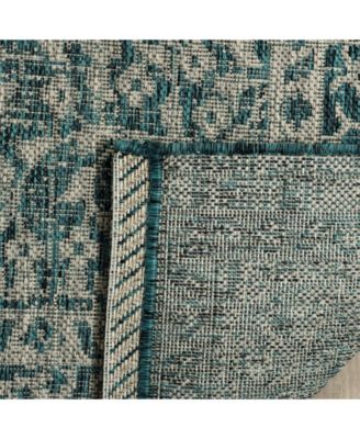 Courtyard CY8751 Light Gray and Teal 5'3" x 7'7" Sisal Weave Outdoor Area Rug
