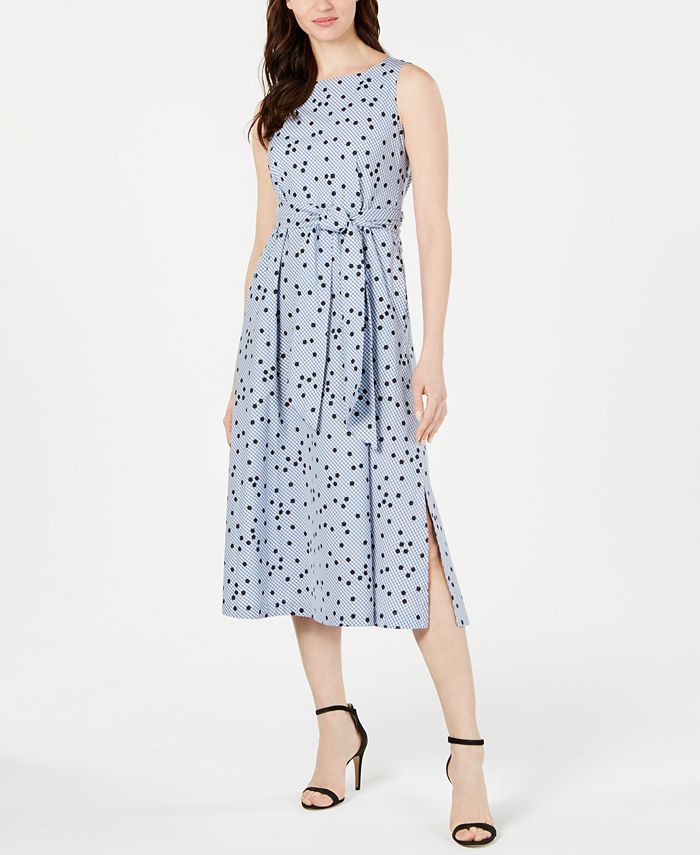 Anne Klein Gingham Midi Dress - Macy's