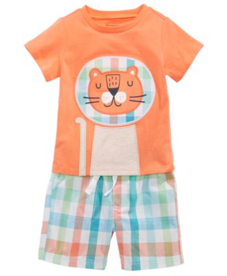 First Impressions Baby Boys Graphic T-Shirt & Plaid Shorts, Created for Macy's