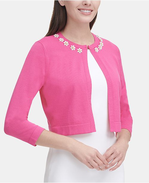 Tommy Hilfiger FloralEmbellished Shrug & Reviews Sweaters Women