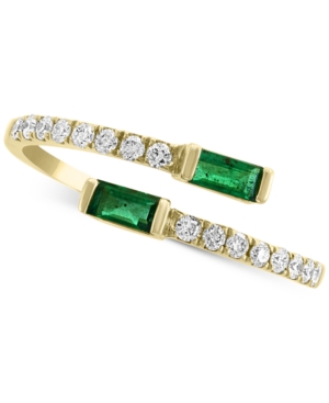 image of Effy Emerald (1/3 ct. t.w.) & Diamond (1/5 ct. t.w.) Bypass Ring in 14k Gold
