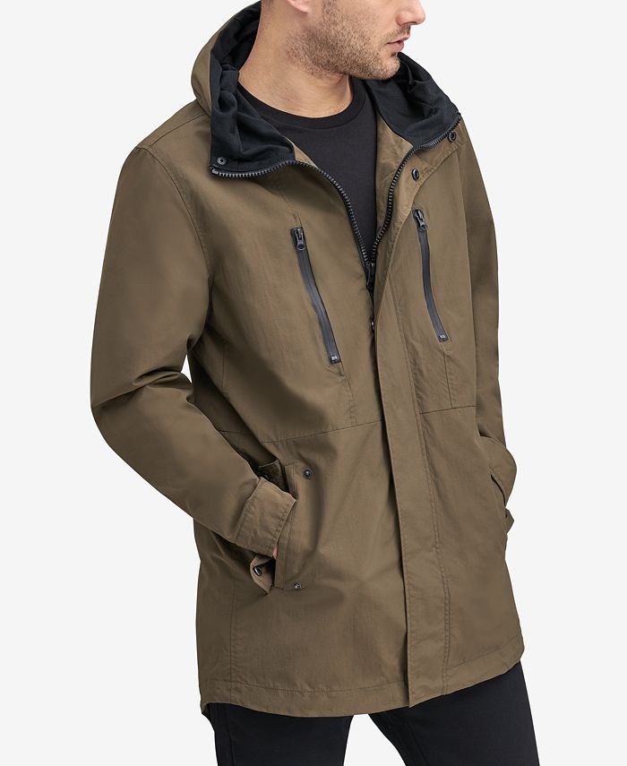 Water-repellent fishtail parka jacket with logo badge