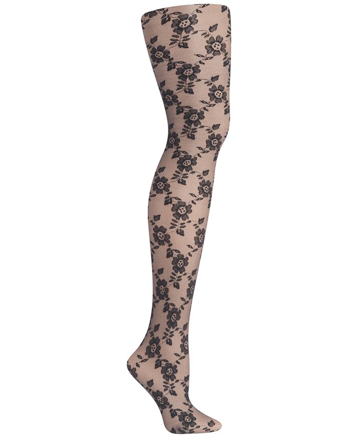 DKNY Floral-Lace Tights - Macy's