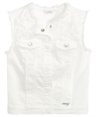 guess white denim vest