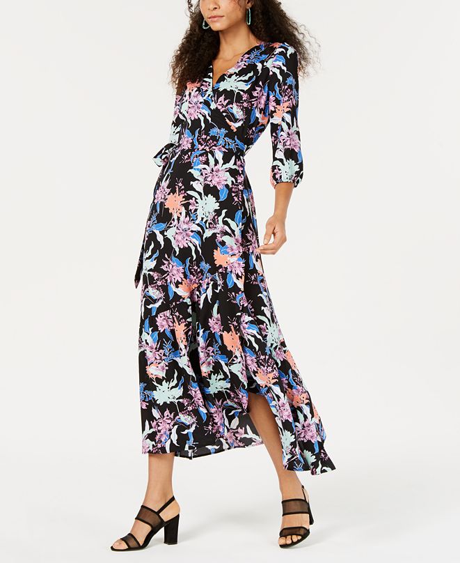 Bar III Printed Wrap Maxi Dress, Created for Macy's ...