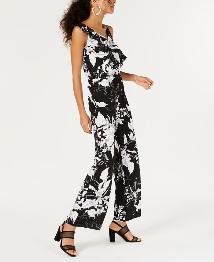 Bar III Printed Ruffle Jumpsuit, Created for Macy's Macy's