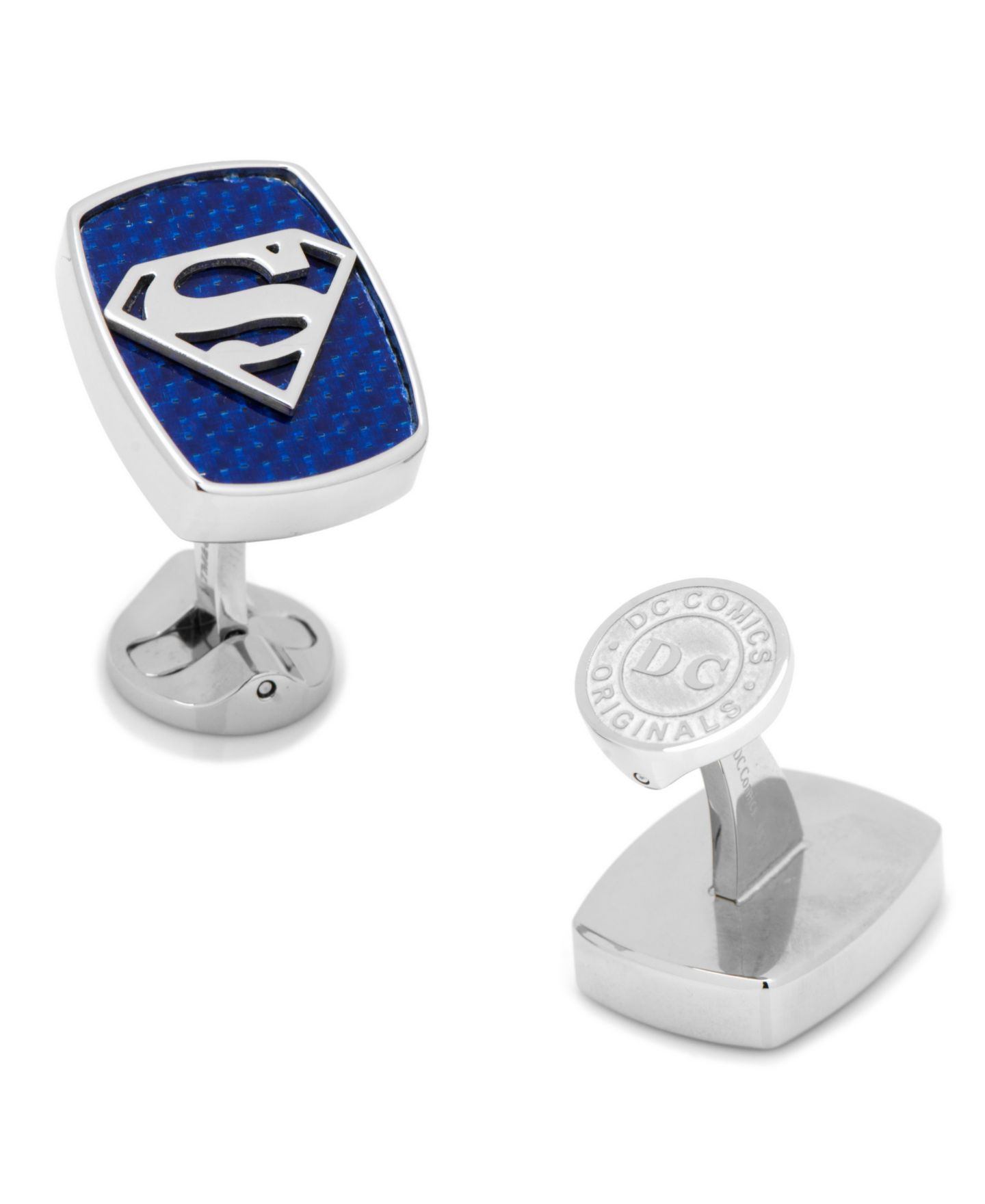 Мужские запонки Cufflinks Inc. Stainless Steel Carbon Fiber Superman Cufflinks — фото 1