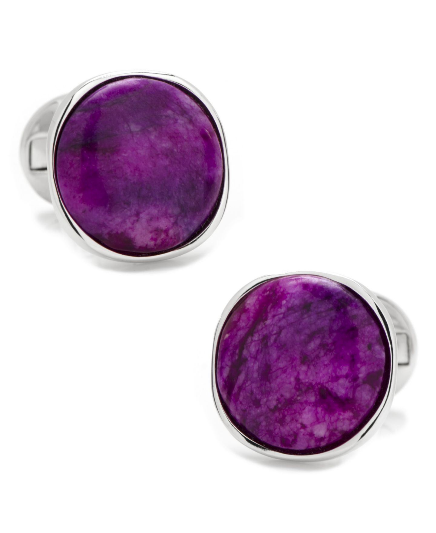Мужские запонки Cufflinks Inc. Sterling Classic Round Sugilite Nebula Cufflinks — фото 1