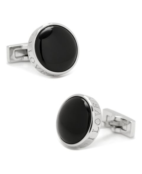 Мужские запонки Cufflinks Inc. Onyx I Love You Stainless Steel Cufflinks