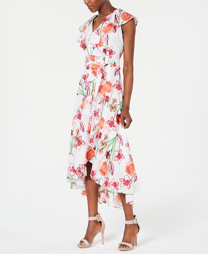 Calvin Klein Floral-Print High-Low Maxi Dress & Reviews - Dresses ...