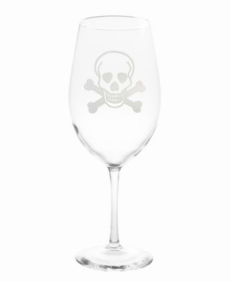 Skull and Cross Bones All Purpose Wine Glass 18Oz - Set Of 4 Glasses