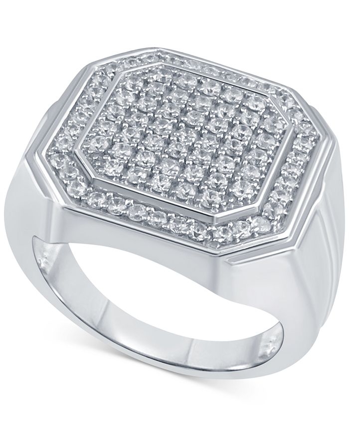 Macy's Men's Diamond Octagon Cluster Ring (1 ct. t.w.) in 10k White ...