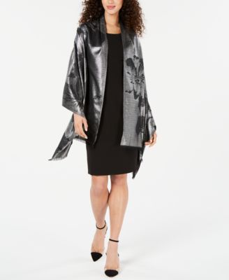 Calvin Klein - Flower-Print Metallic Pashmina